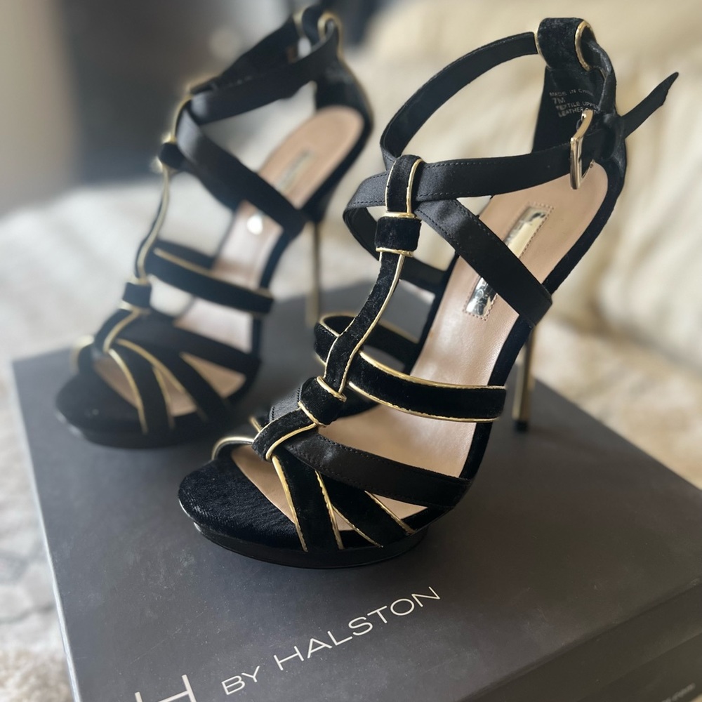 Black Velvet/ Satin gold trim